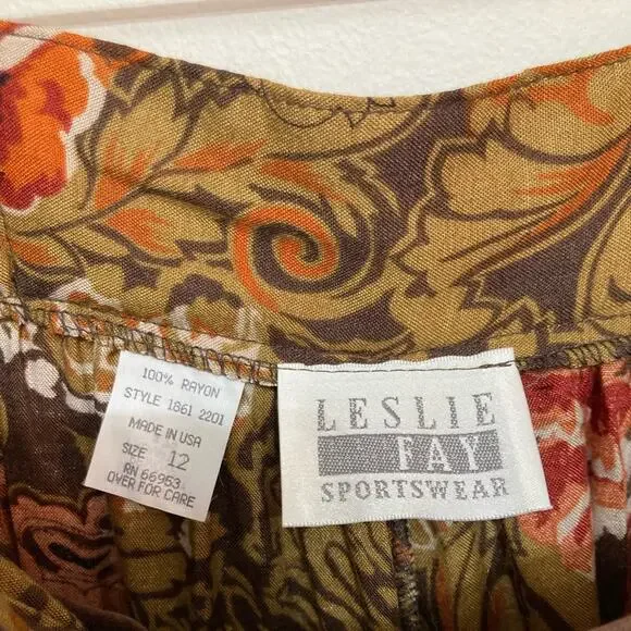 Vintage Deadstock Leslie Fay Sportswear Wide Leg Crop Culottes in Fall Floral - Picture 7 of 10